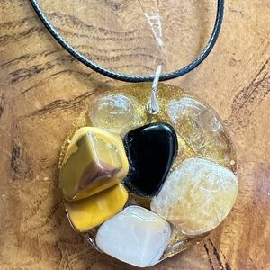 Pendant, Agate, Stones set in Resin Handmade, OOAK, Art To Wear, Necklace 4273